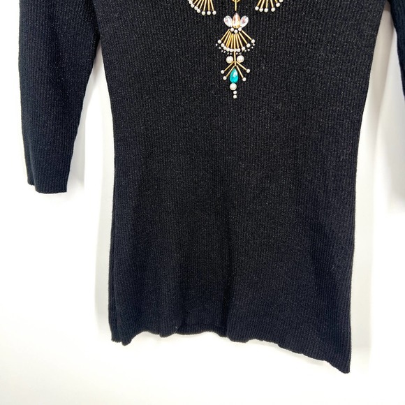 Lauren Michelle Womens Size Small Beaded Christmas Artsy Blouse Shirt Top Party - Picture 4 of 7